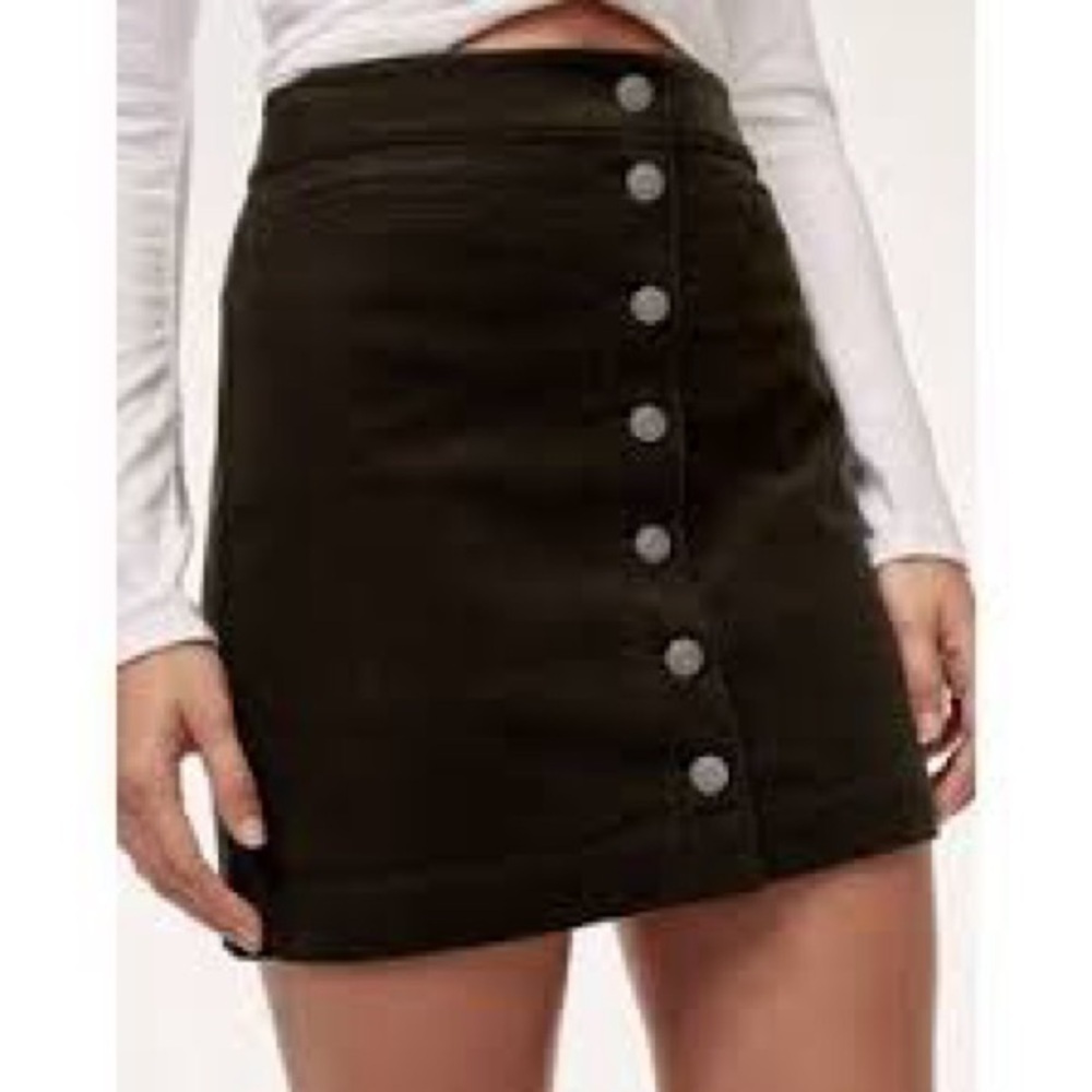 Wilfred free Karmen black Button Front Mini Skirt High Waisted A-Line Chic